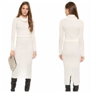 Alice + Olivia | Ribbed Knit Turtleneck Dress | Cream | M